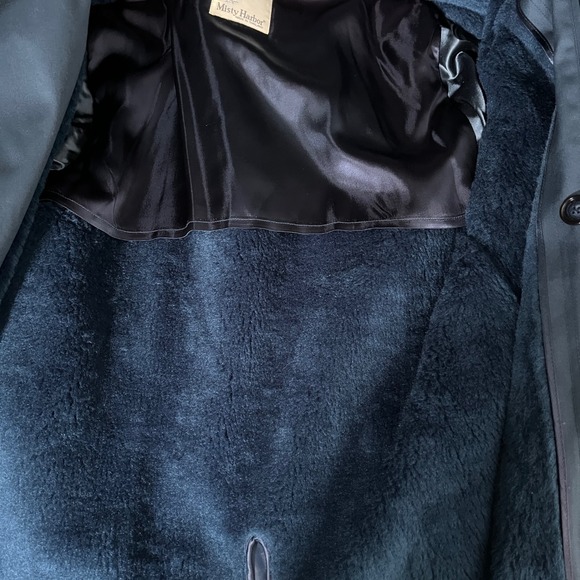 Misty Harbor Trench Coat Mens 42 Regular Blue Solid Double Breasted Belted - Picture 4 of 7